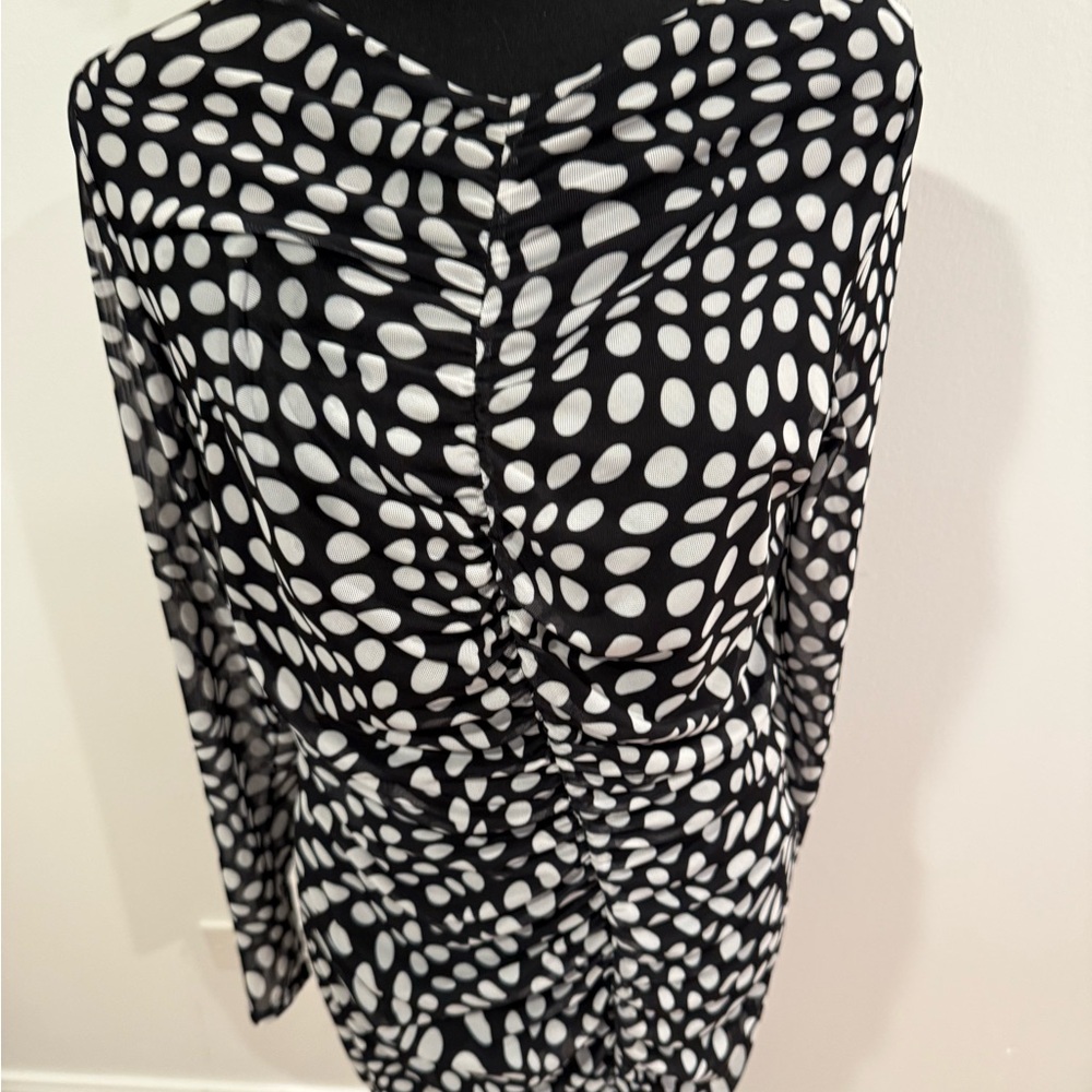 11 Honore Black and White Polka BodyCon Dot Dress
